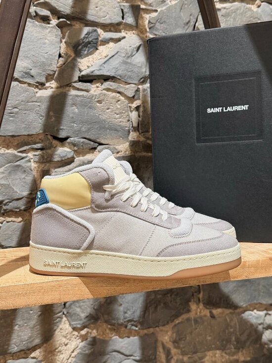 Saint Laurent Other - Saint Laurent SL/80 Grey Yellow Canvas High-top Sneakers